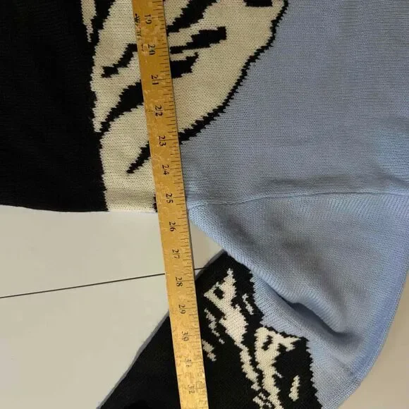 Divided Blue Graphic Crew Neck Long Sleeve Pullover Sweater Women Large Mountain - Picture 11 of 13